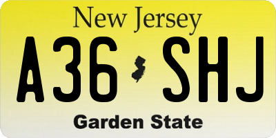 NJ license plate A36SHJ