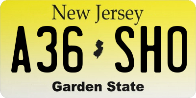 NJ license plate A36SHO