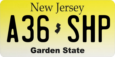 NJ license plate A36SHP