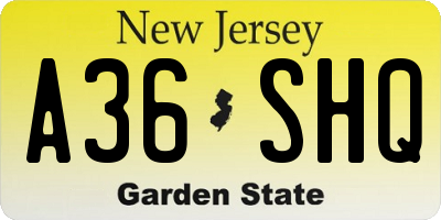 NJ license plate A36SHQ