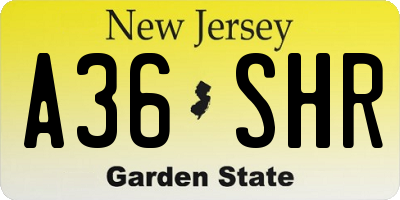 NJ license plate A36SHR