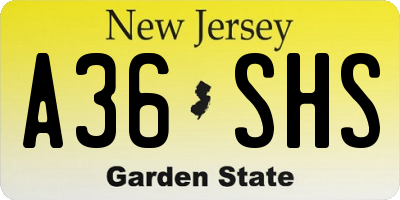 NJ license plate A36SHS