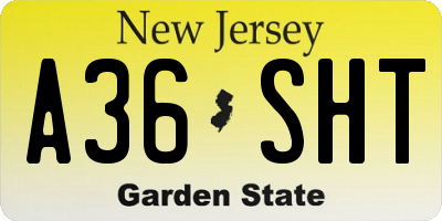 NJ license plate A36SHT
