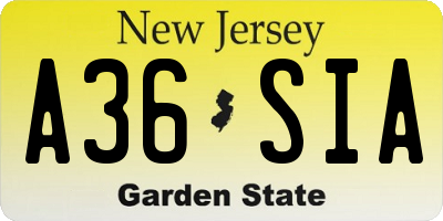 NJ license plate A36SIA