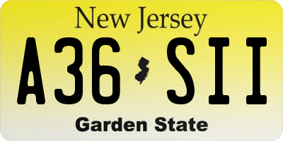 NJ license plate A36SII