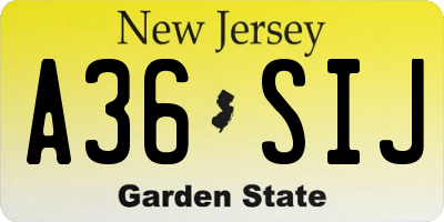 NJ license plate A36SIJ