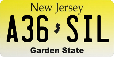 NJ license plate A36SIL