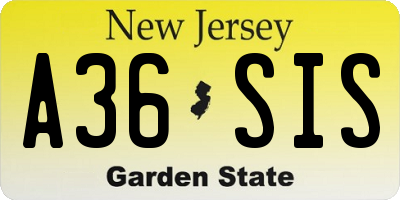 NJ license plate A36SIS