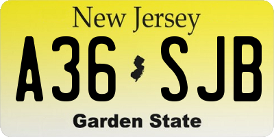 NJ license plate A36SJB