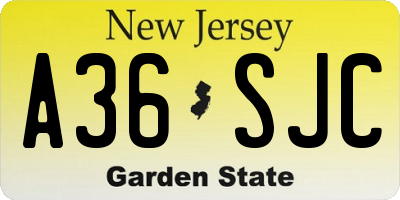 NJ license plate A36SJC