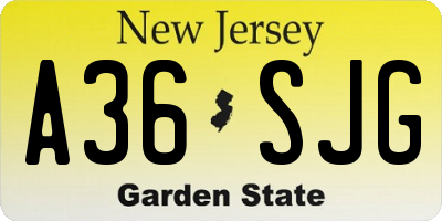 NJ license plate A36SJG