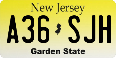 NJ license plate A36SJH