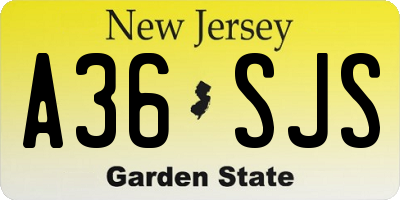 NJ license plate A36SJS