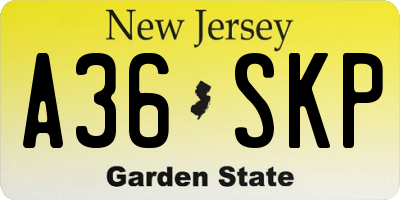 NJ license plate A36SKP