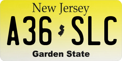 NJ license plate A36SLC