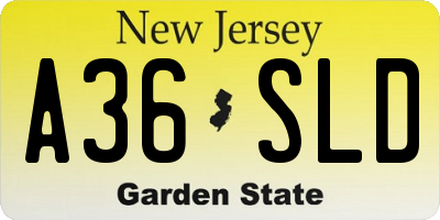 NJ license plate A36SLD