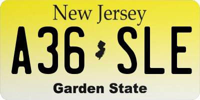 NJ license plate A36SLE