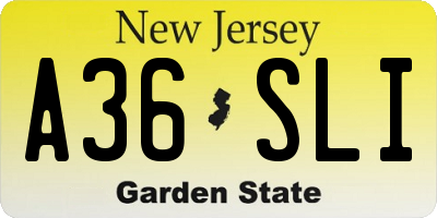 NJ license plate A36SLI