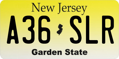 NJ license plate A36SLR