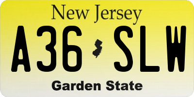 NJ license plate A36SLW