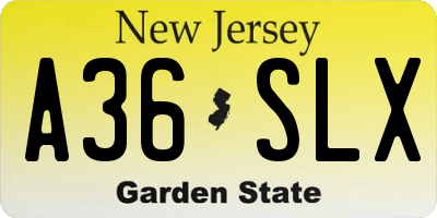 NJ license plate A36SLX