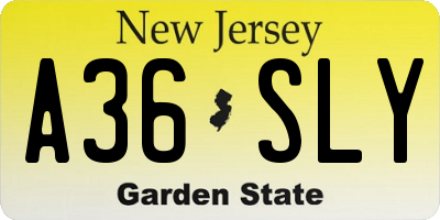 NJ license plate A36SLY