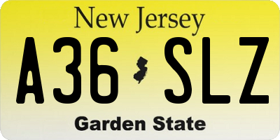 NJ license plate A36SLZ