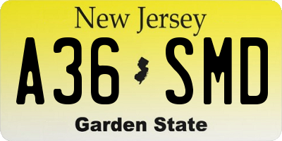 NJ license plate A36SMD