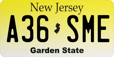 NJ license plate A36SME