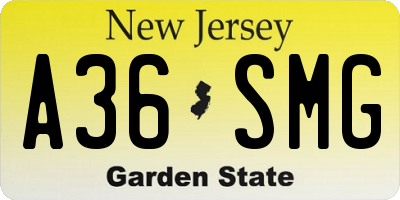 NJ license plate A36SMG