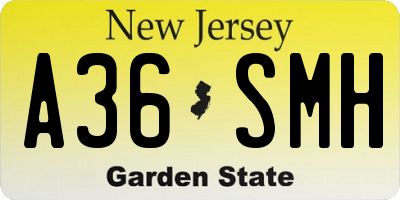 NJ license plate A36SMH