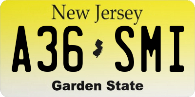 NJ license plate A36SMI