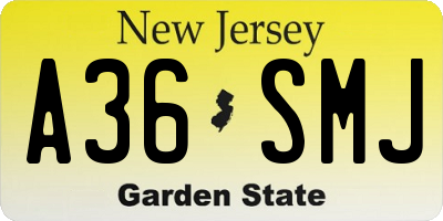 NJ license plate A36SMJ