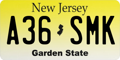 NJ license plate A36SMK