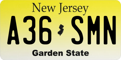 NJ license plate A36SMN