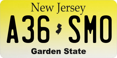 NJ license plate A36SMO