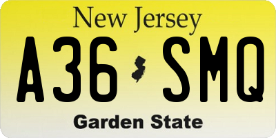 NJ license plate A36SMQ