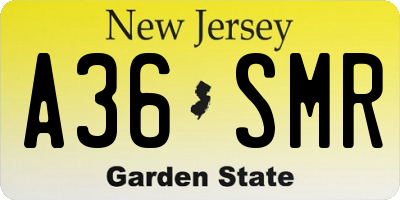 NJ license plate A36SMR