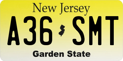 NJ license plate A36SMT