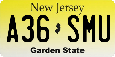 NJ license plate A36SMU
