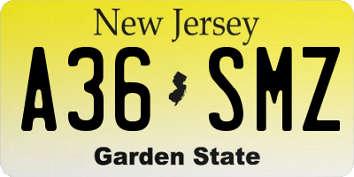NJ license plate A36SMZ