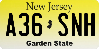NJ license plate A36SNH