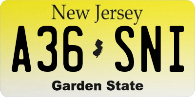 NJ license plate A36SNI