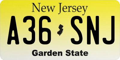 NJ license plate A36SNJ