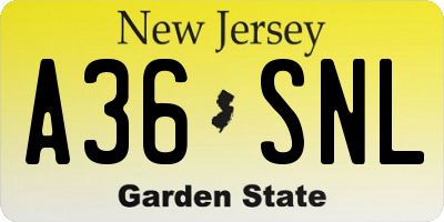 NJ license plate A36SNL