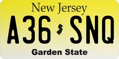 NJ license plate A36SNQ