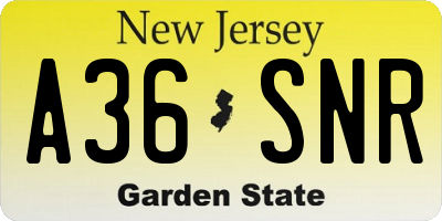NJ license plate A36SNR