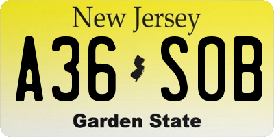 NJ license plate A36SOB