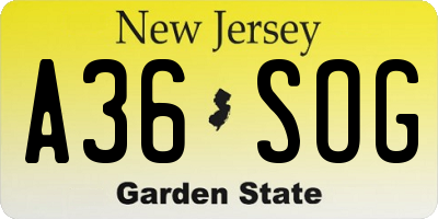 NJ license plate A36SOG