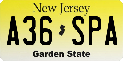 NJ license plate A36SPA